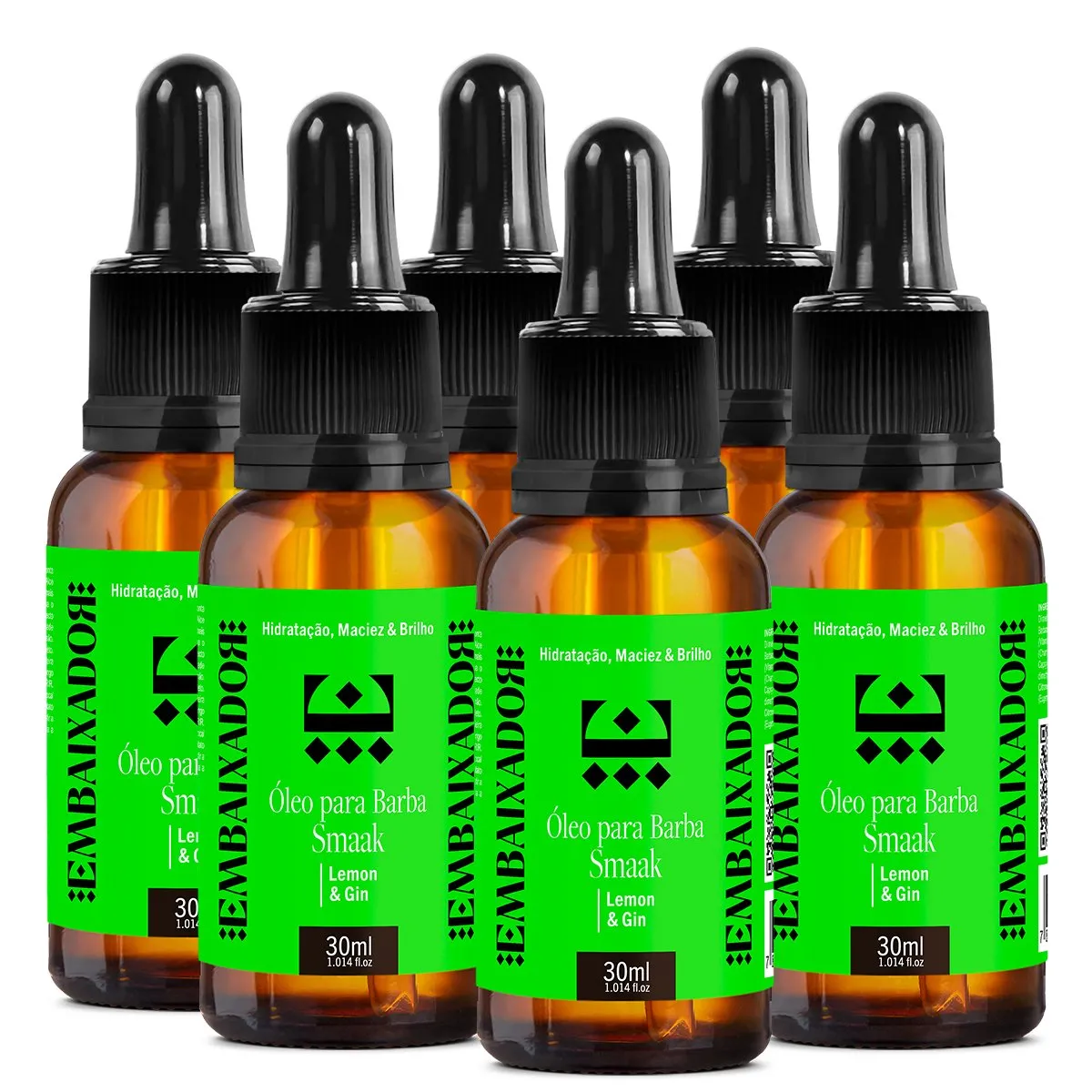 Kit 06 Óleo para Barba Smaak Lemon & Gin Embaixador 30ml