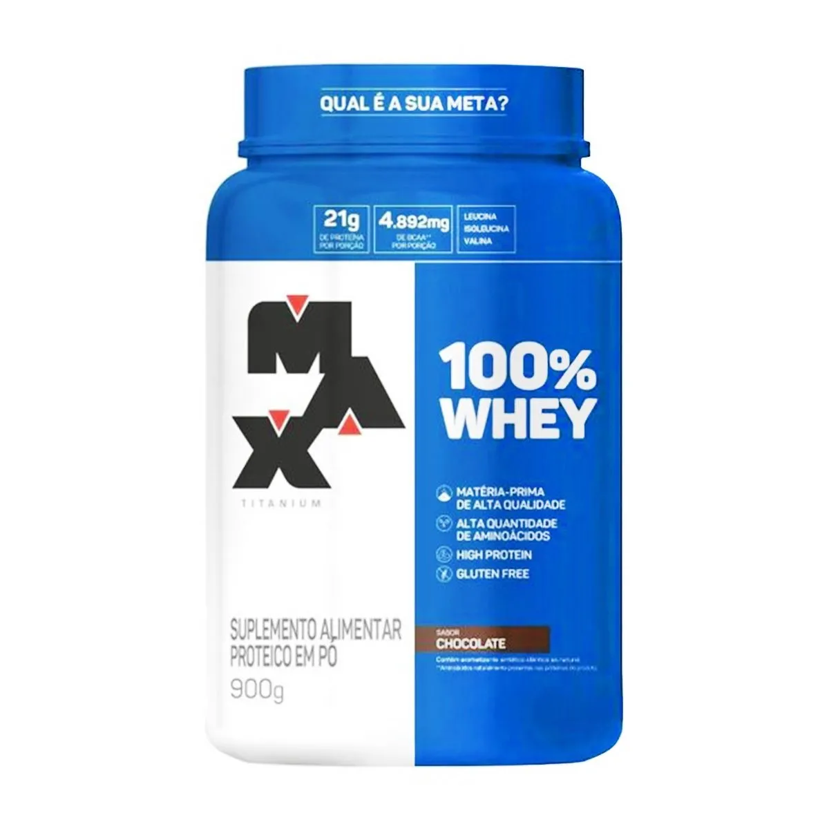 100% Whey Max Titanium Sabor Chocolate com 900G