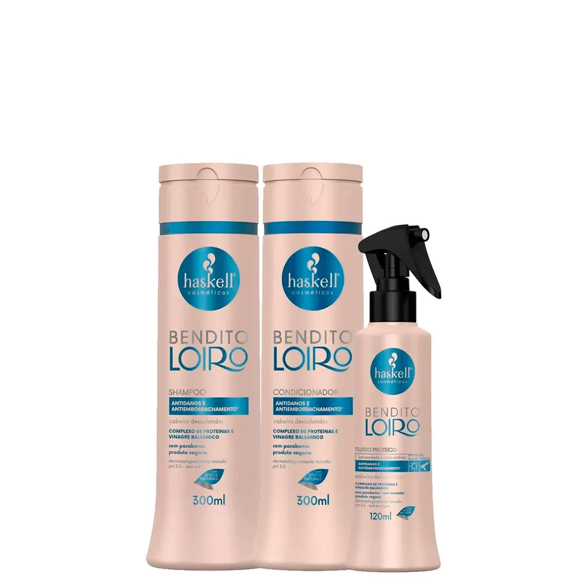 Kit Bentido Loiro Kaskell Shampoo,Condicionador e Fluido Proteico Antidanos 300ml