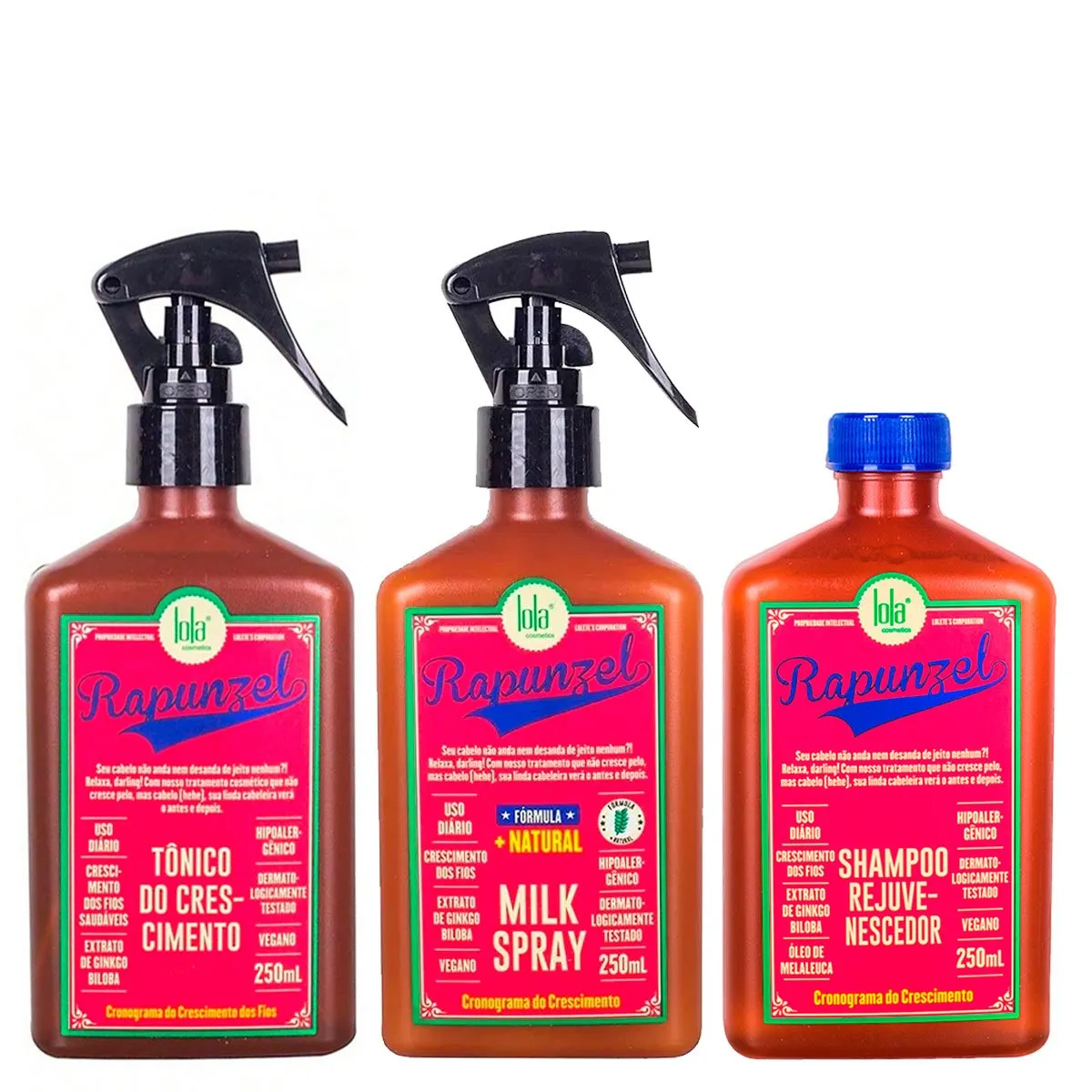 Kit Milk Spray Lean-in + Tônico Crescimento + Shampoo Rapunzel 3 Itens