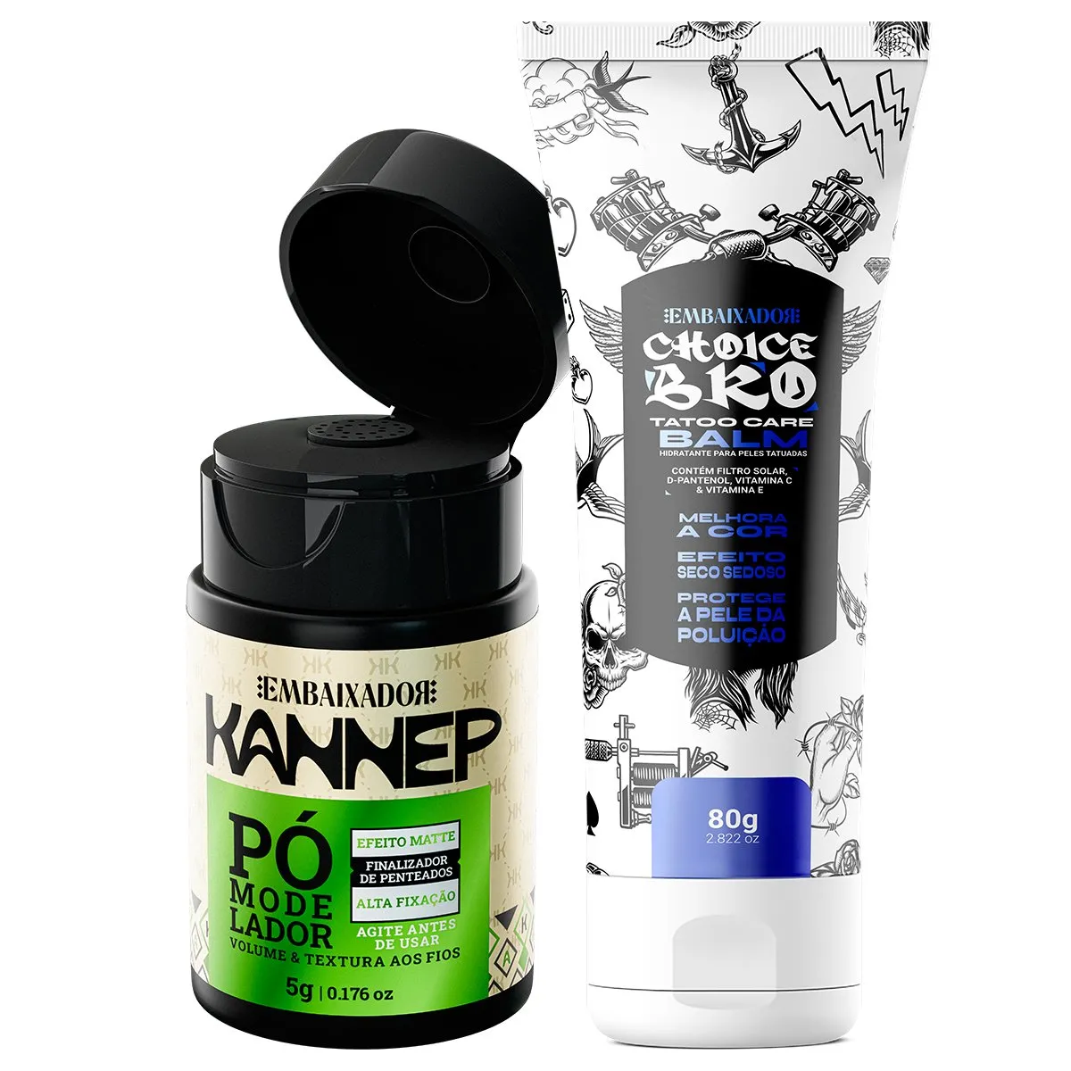 Balm para Tatuagem Choice Bro + Pomada em Pó Kannep Embaixador