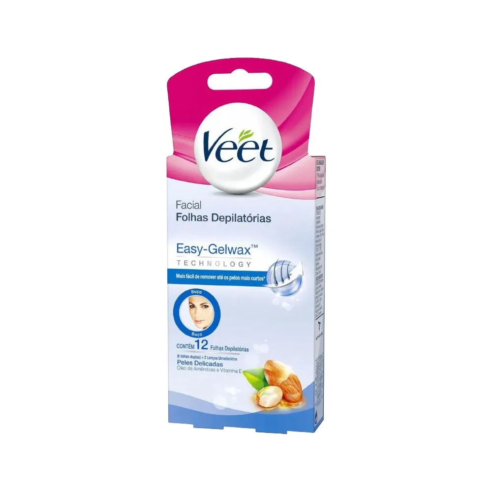 Folhas Prontas para Depilação Facial Veet Delicada 12 folhas