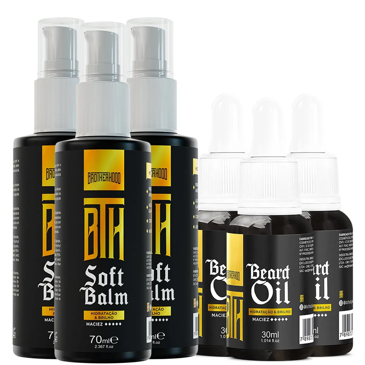 Kit para Barba BTH - 03 Sof Balm + 03 Óleo Beard Oil BTH 70ml