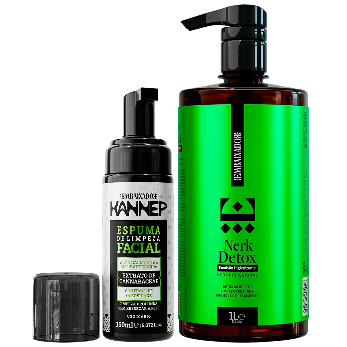 Kit Emulsão Lavatório + Espuma de Limpeza Facial Pró Kannep Embaixador 1L