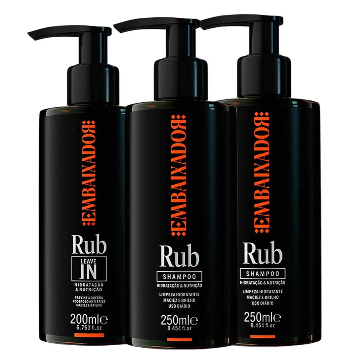 Kit 2 Shampoos + 1 Leave-in Rub Hidratação e Nutrição Embaixador