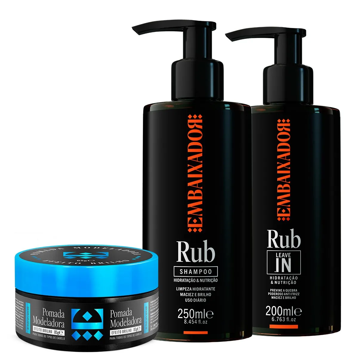 Kit Shampoo + Leave-in Rub + Pasta Brilho Embaixador