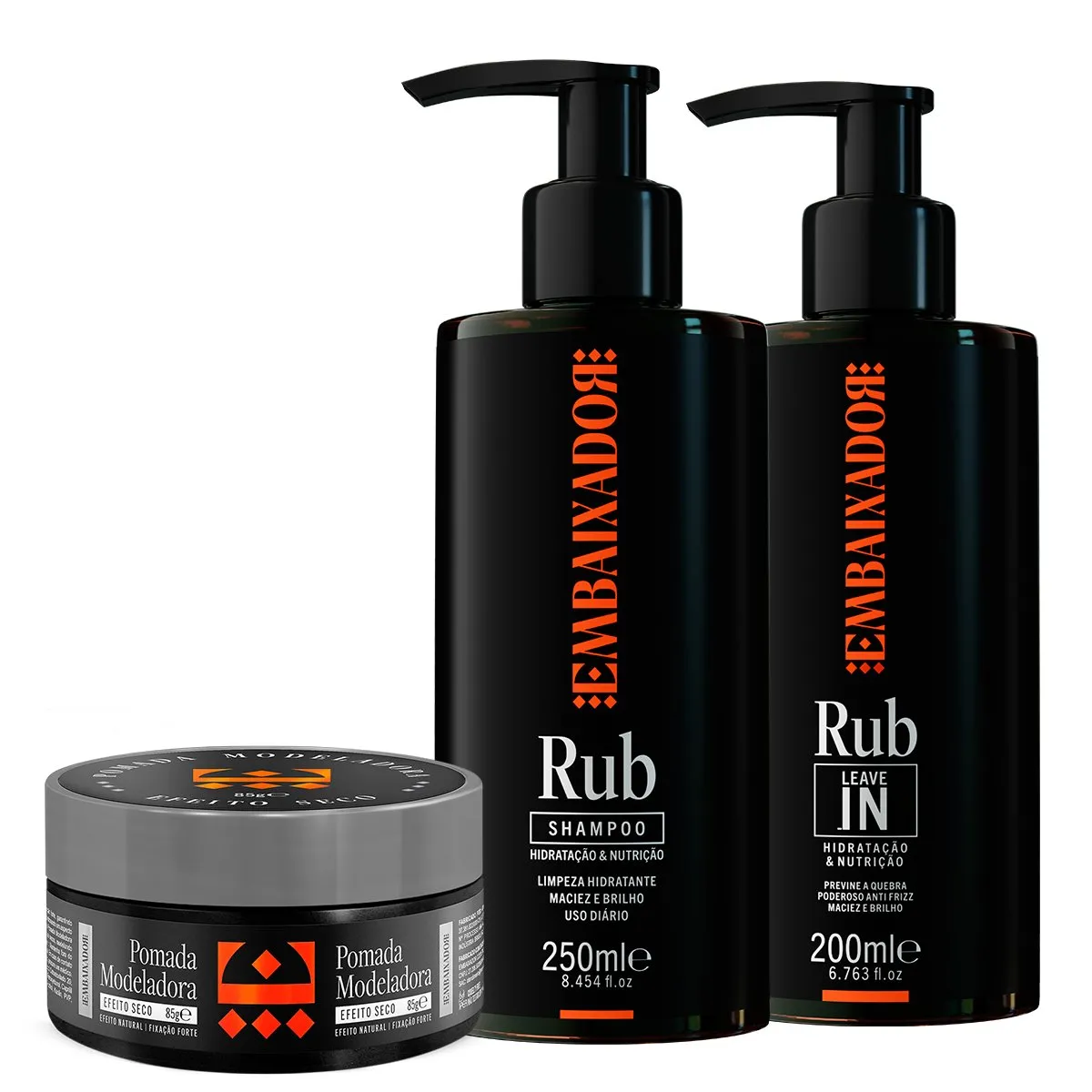 Kit Shampoo + Leave-in Rub + Pasta Seco Embaixador