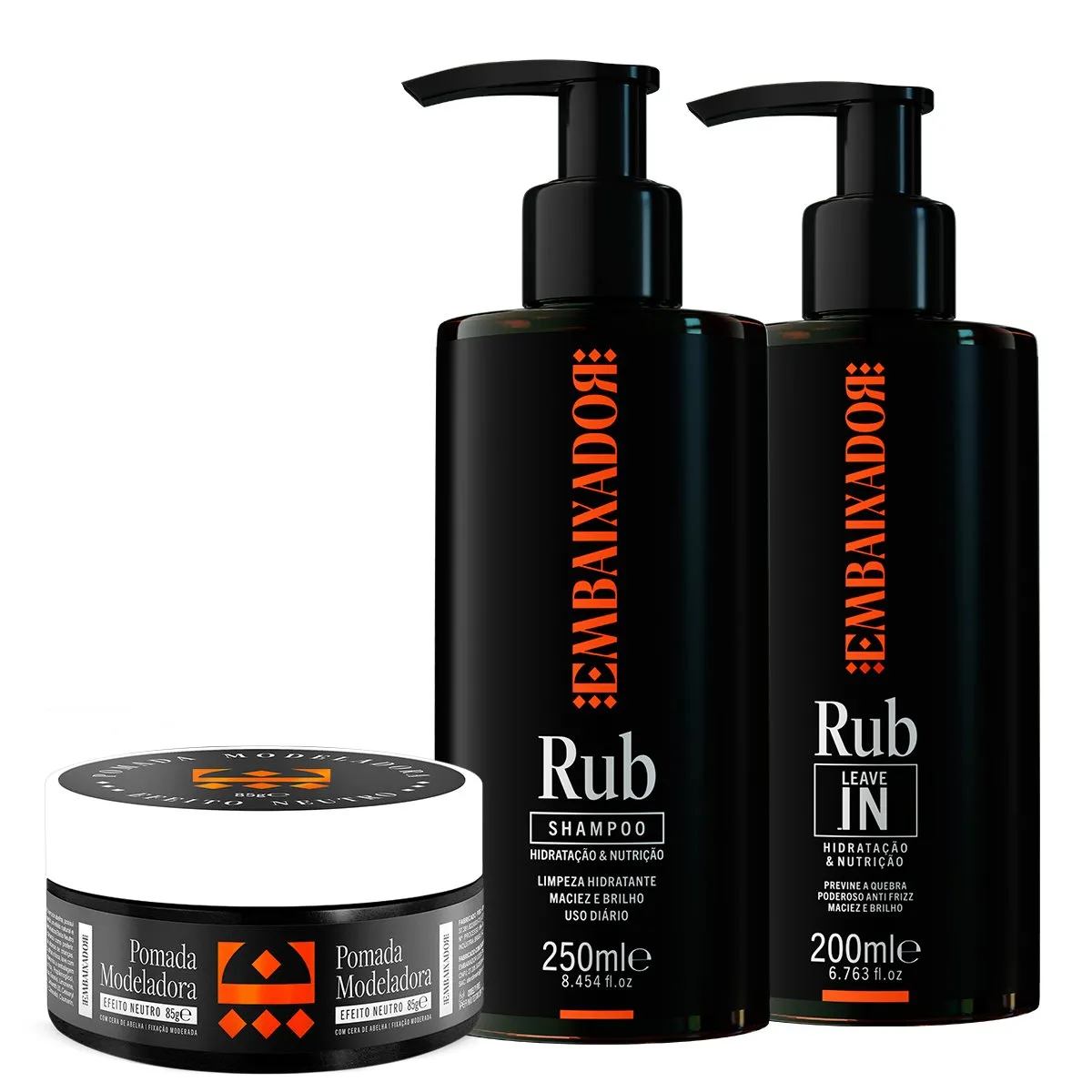 Kit Shampoo + Leave-in Rub + Pasta Neutro Embaixador