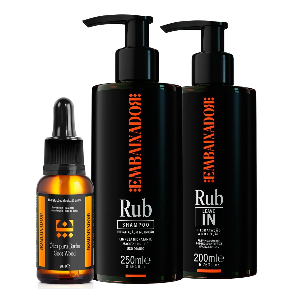 Kit Shampoo + Leave-in Rub + Óleo Barba Goot Wood Embaixador