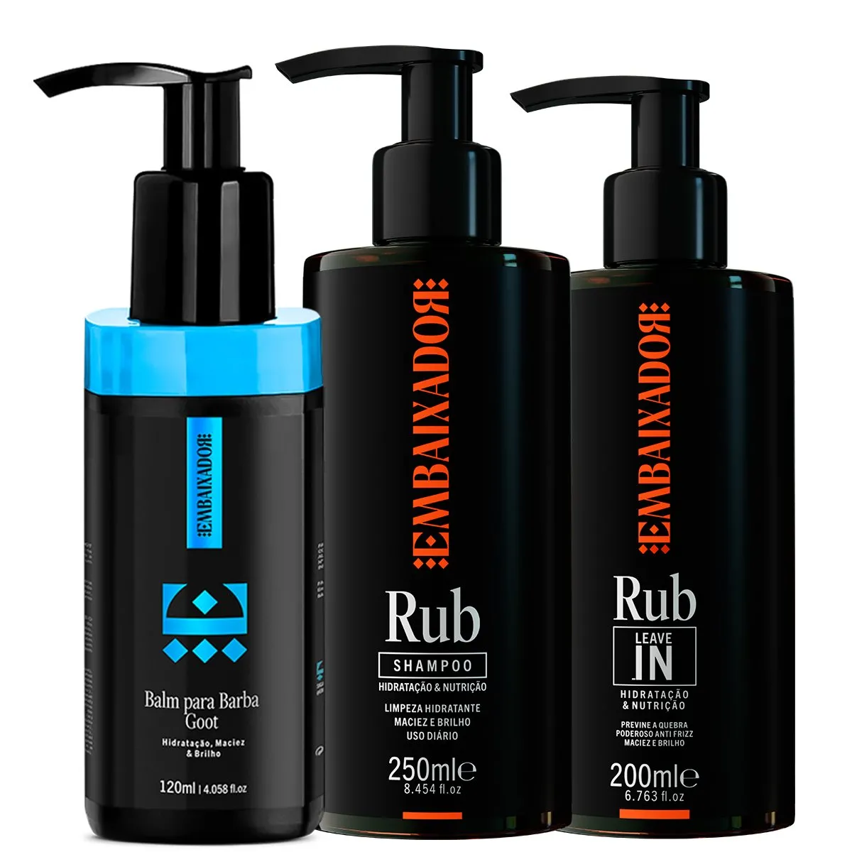 Kit Shampoo + Leave-in Rub + Balm Barba Goot Embaixador