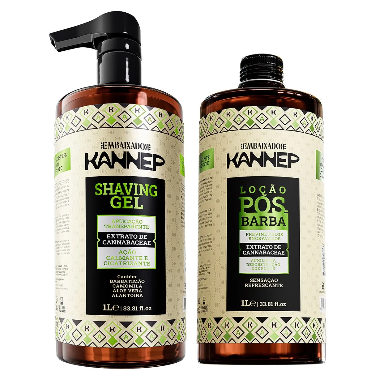 Kit Litrão Shaving em Gel + Refil Loção Pós-Barba Kannep 1000mL