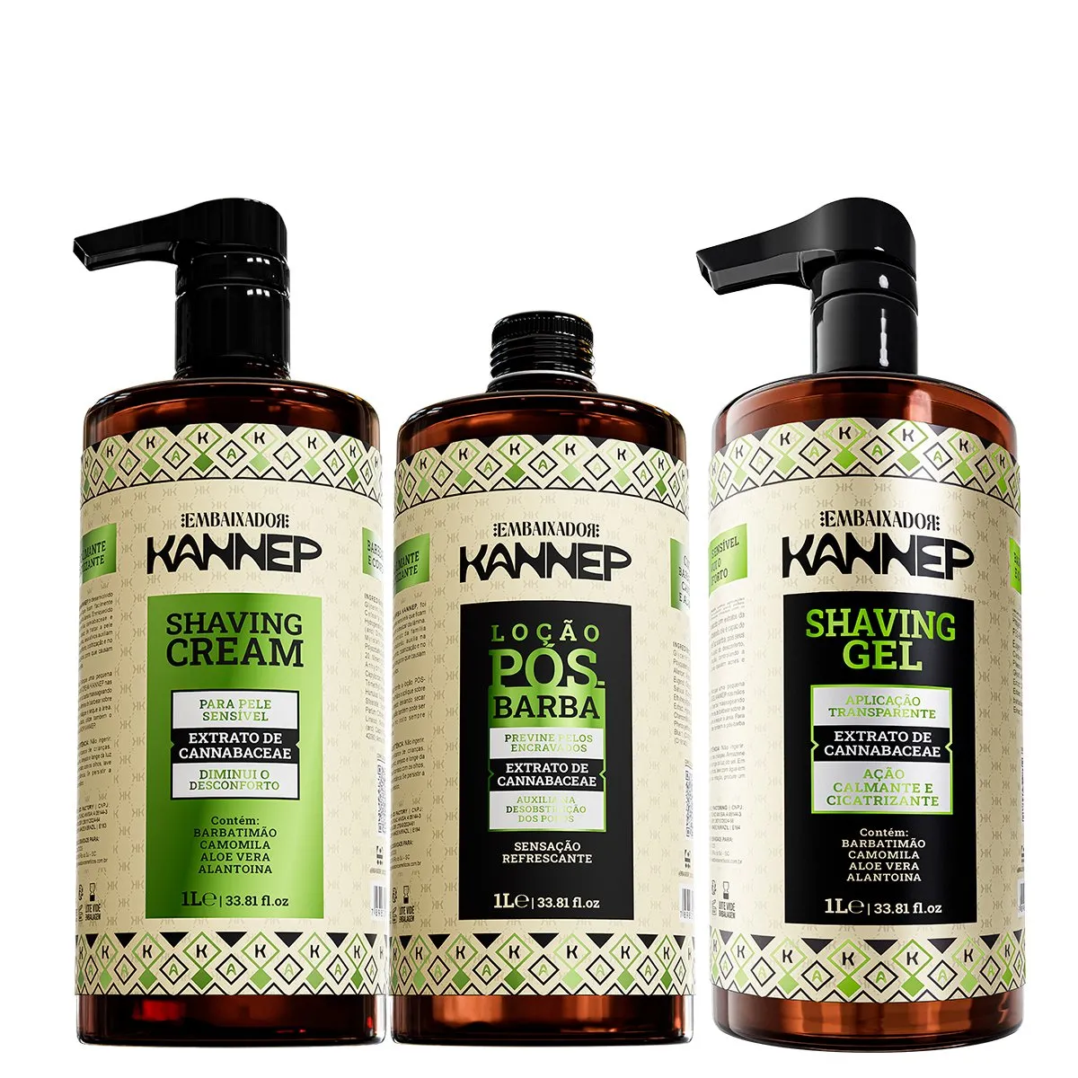 Kit Barbear Profissional Shaving Gel + Creme Barbear + Loção-Pós 1000mL