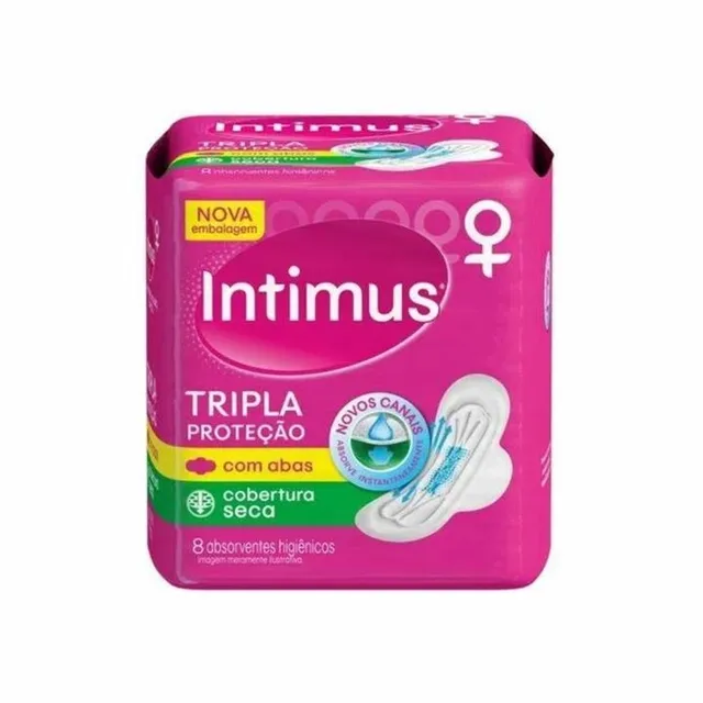 Absorvente Intimus Tripla Seca Com Abas 8 Unidades