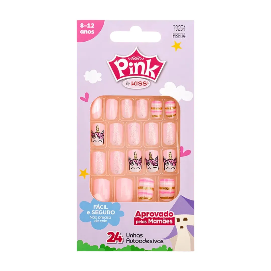Unhas Kiss New York Pink Infantil - Unicorn