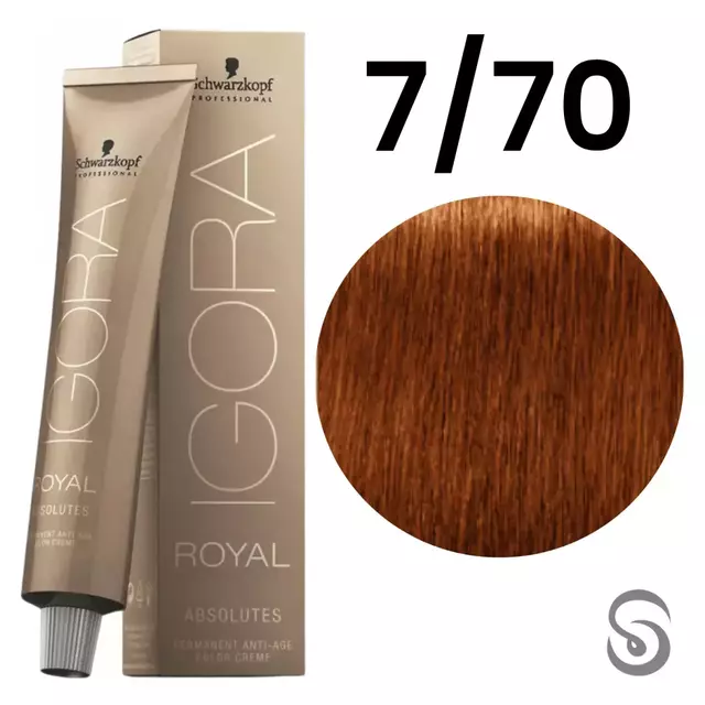 Coloração Igora Royal Absolutes 7-70 Louro Médio Cobre Natural 60ml Schwarzkopf