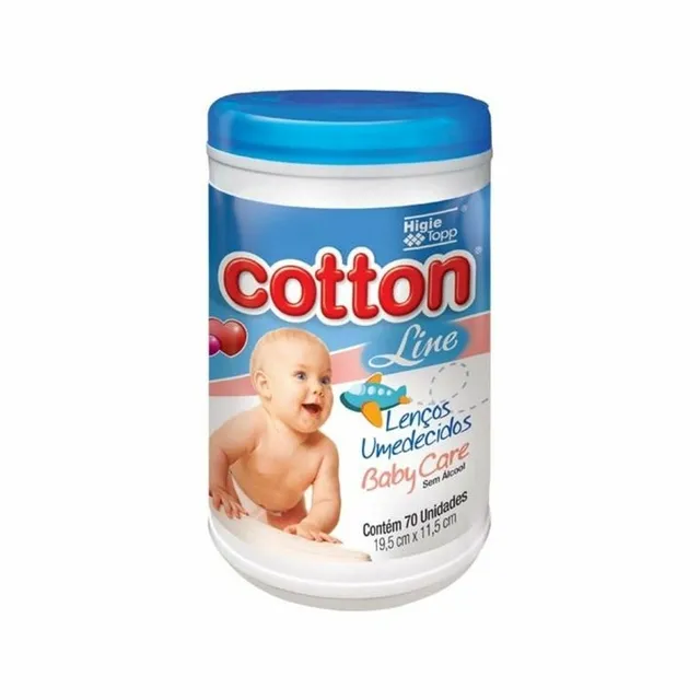 Lenço Umedecido Cotton Line Pote 70 Unidades Azul