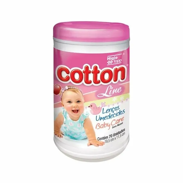 Lenço Umedecido Cotton Line Pote 70 Unidades Rosa