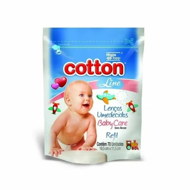 Lenço Umedecido Cotton Line Refil 70 Unidades