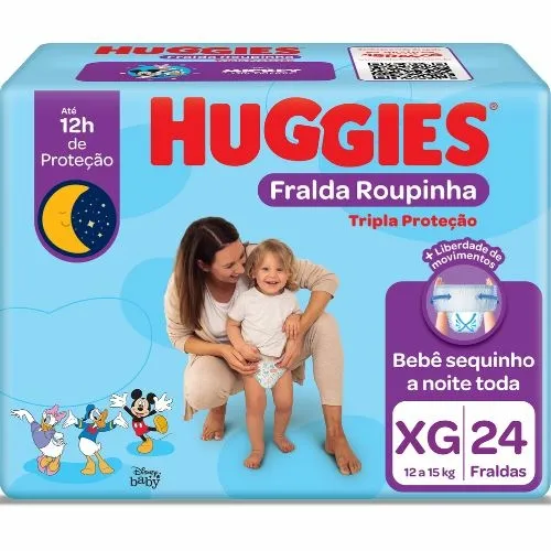 Fralda Infantil Huggies C/24 Unidades Roupinha Tripla Proteção Mega Xg