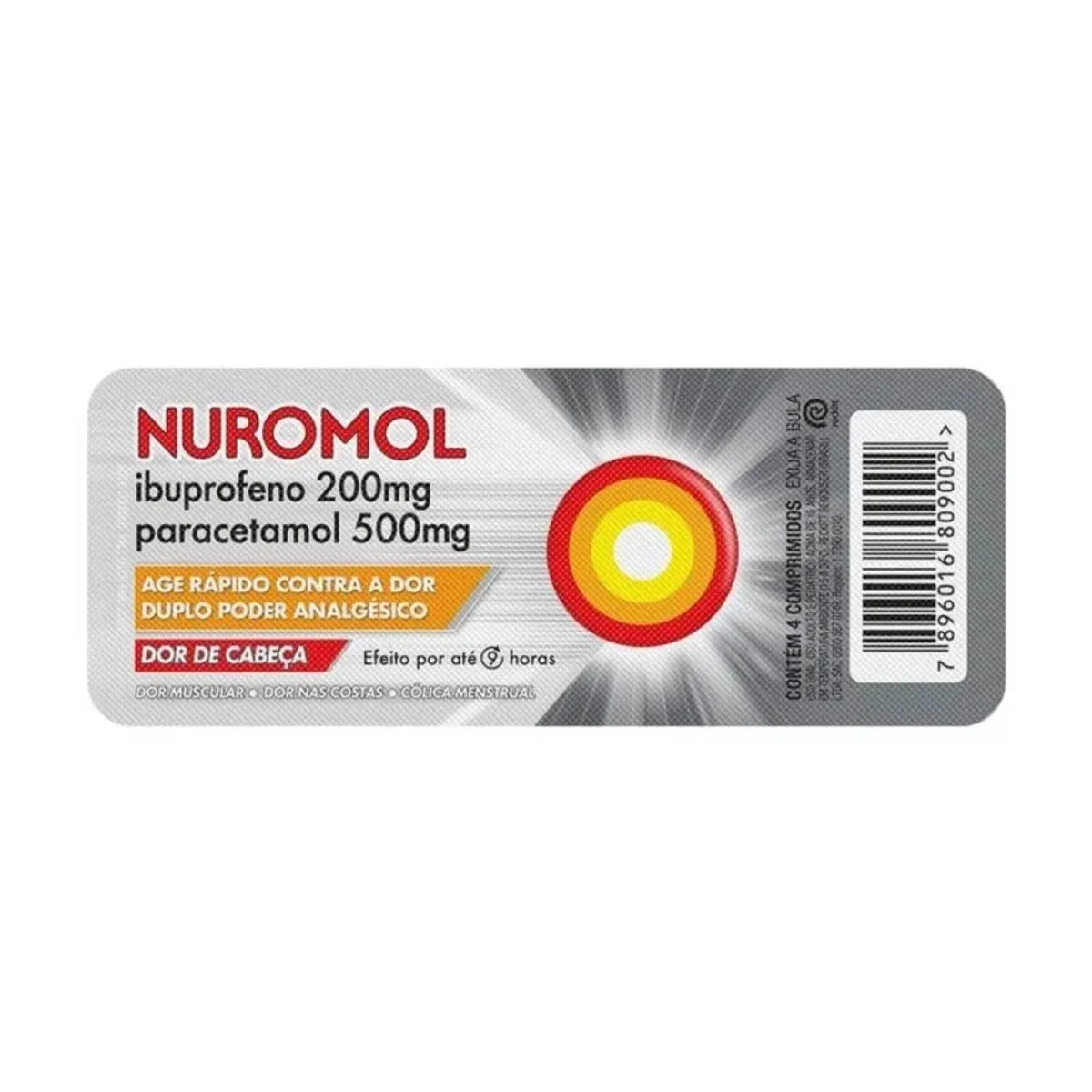 Nuromol 200mg + 500mg 4 Comprimidos Revestidos