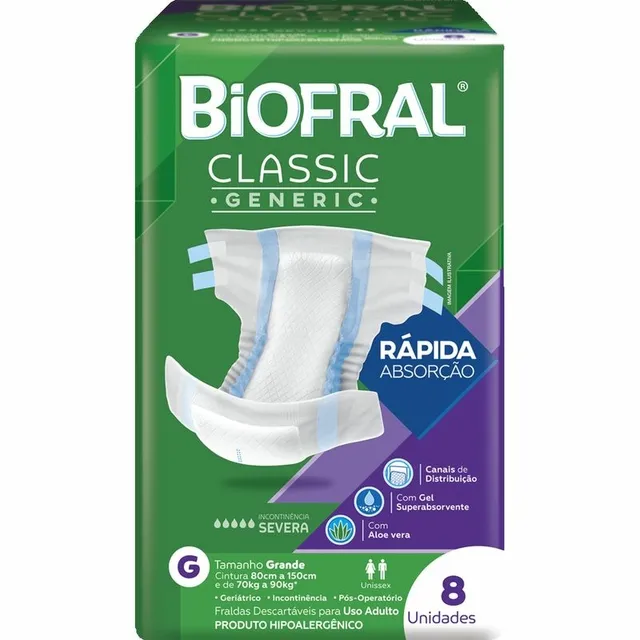 Fralda Adulto Biofral Classic G 8 Unidades