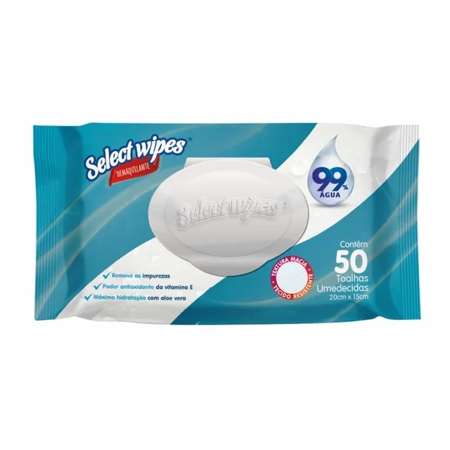 Lenço Umedecido Select Wipes Demaquiliante 50 Unidades