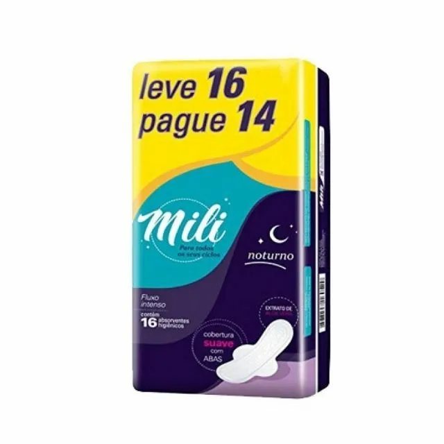 Absorvente Mili Noturno Suave C/Abas 16 Unidades