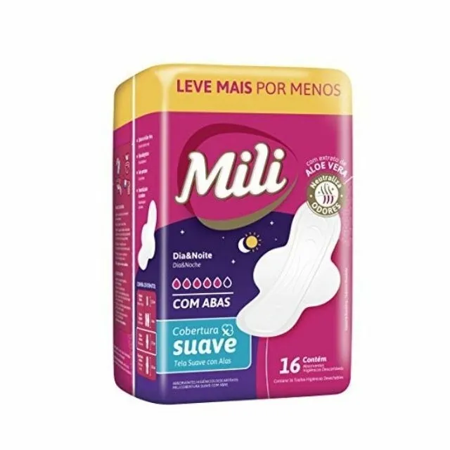 Absorvente Mili Proteção Discreta Fluxo Moderado Suave Com Abas