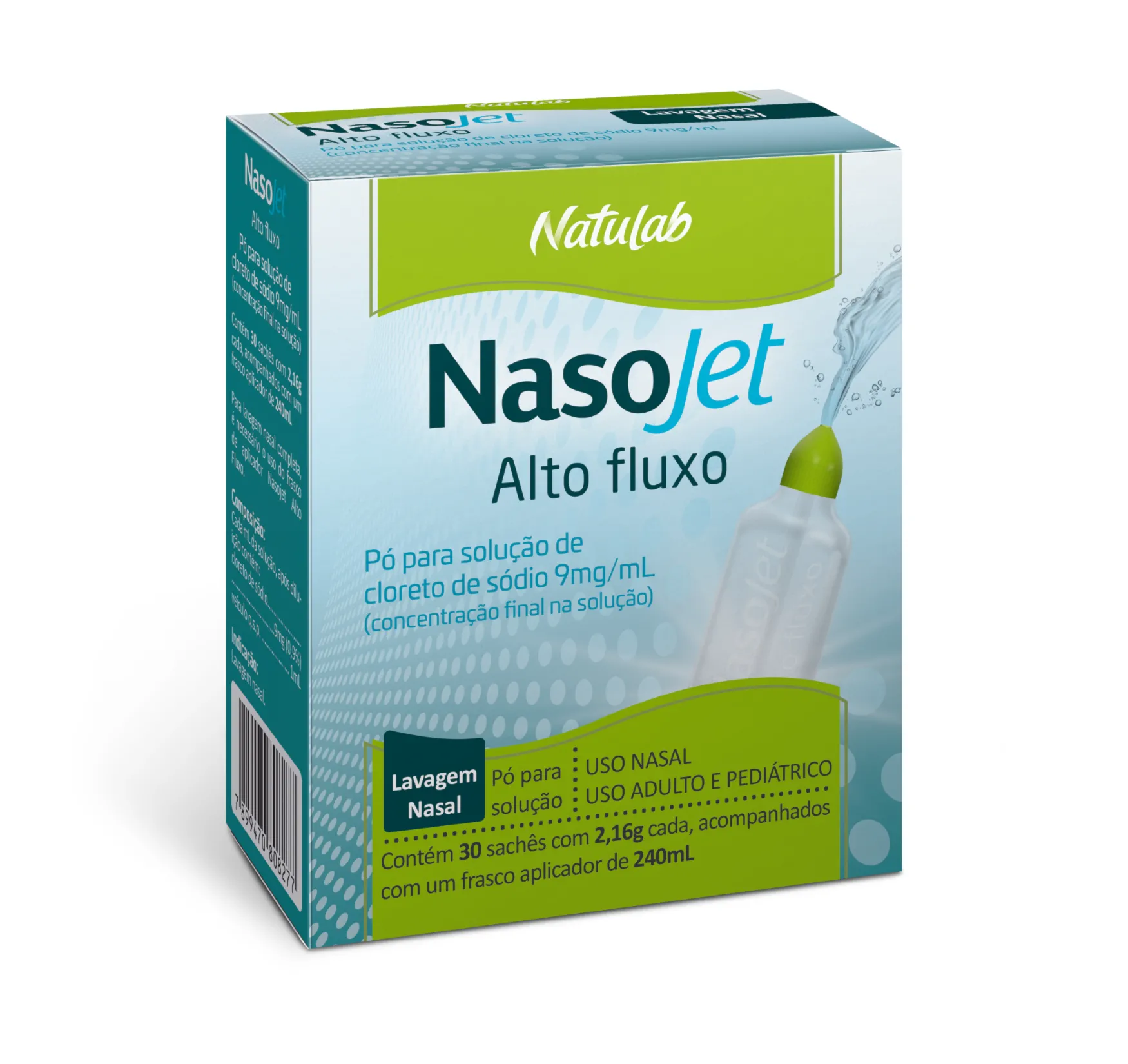 Nasojet Alto Fluxo Natulab 30 Sachês 2,16g Cada + Aplicador de 240ml