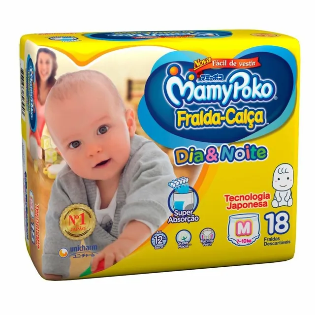 Fralda Calca Mamypoko Dia e Noite Tamanho Médio 18 Unidades