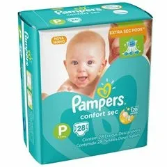 Fralda Confortsec Pacotao ”P” Pampers Simples c/28 Unidades