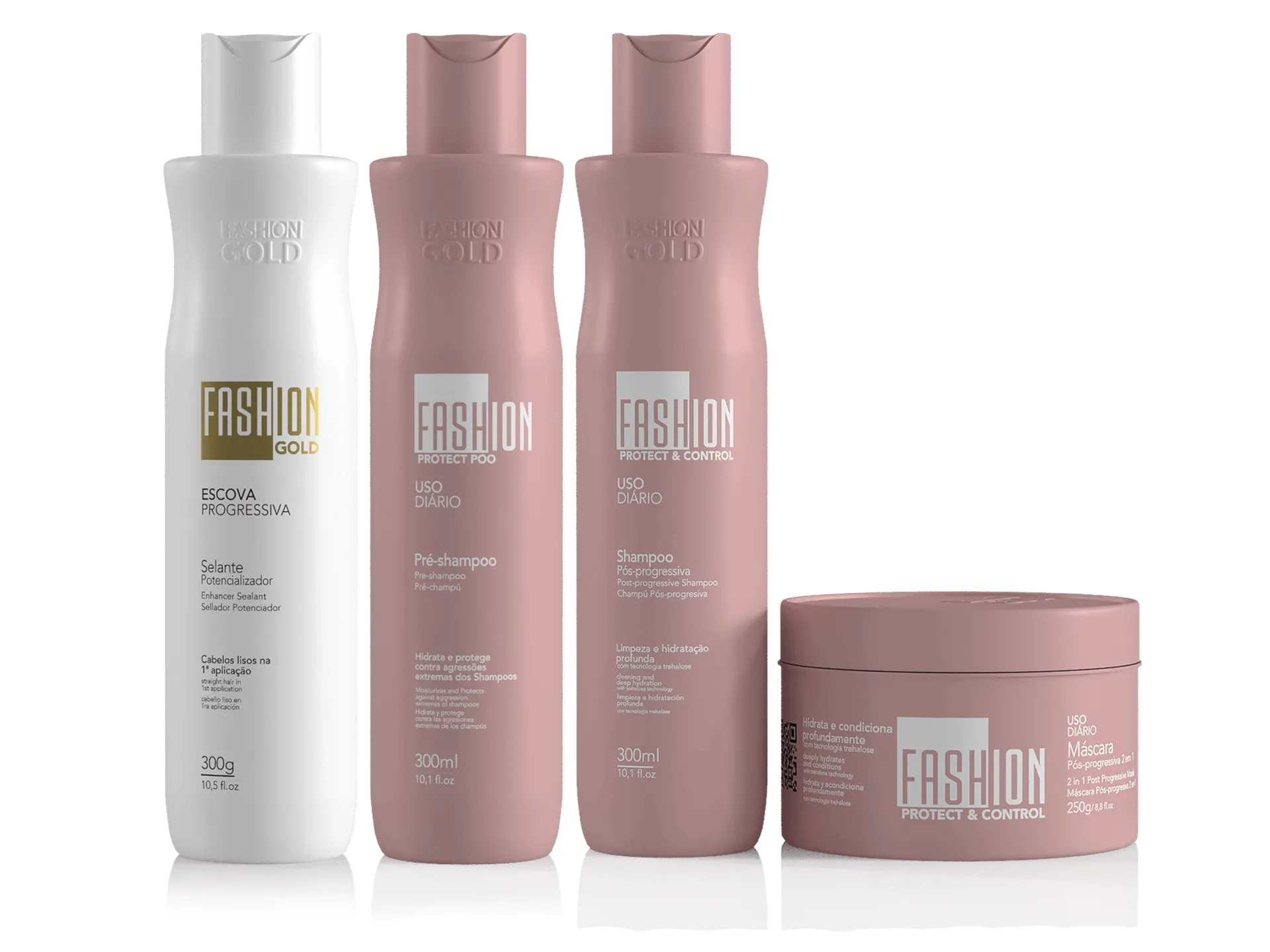 Combo Escova Progressiva Fashion Gold 300g + Protect Poo 300g