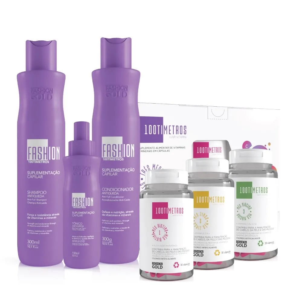 Combo Antiqueda Capilar + Kit Cápsulas 100Tímetros - Fashion Gold
