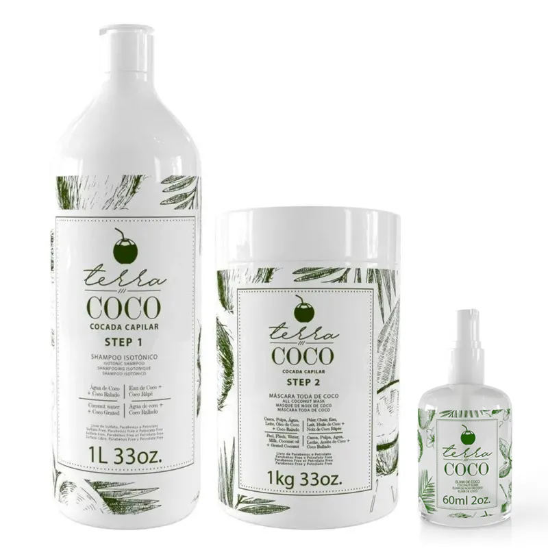 Combo Shampoo Isotônico 1L e Máscara Toda de Coco 1kg + Elixir de Coco 60ml - Terra Coco
