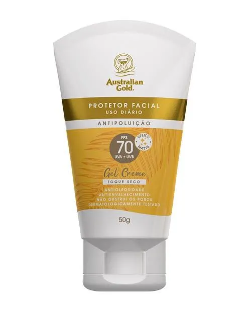 Australian Gold Gel Creme Protetor Solar Facial Antipuluição FPS70 50g