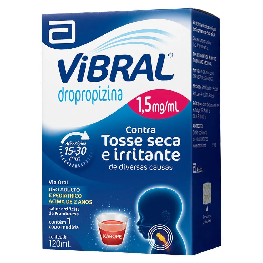 Vibral Xarope Pediátrico para Tosse Seca Framboesa 120ml