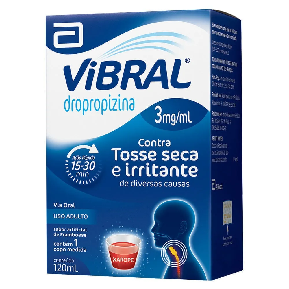 Vibral Xarope Adulto para Tosse Seca Framboesa 120ml