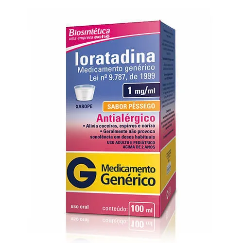 Loratadina Xarope 1mg 100ml +Copo Med Genérico Biosintética