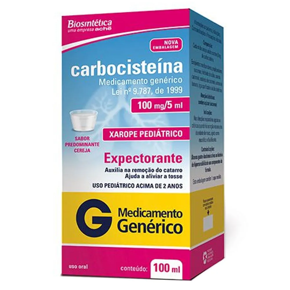 Carbocisteína Xarope Ped 100mg/5ml 100ml Genérico Biosintética