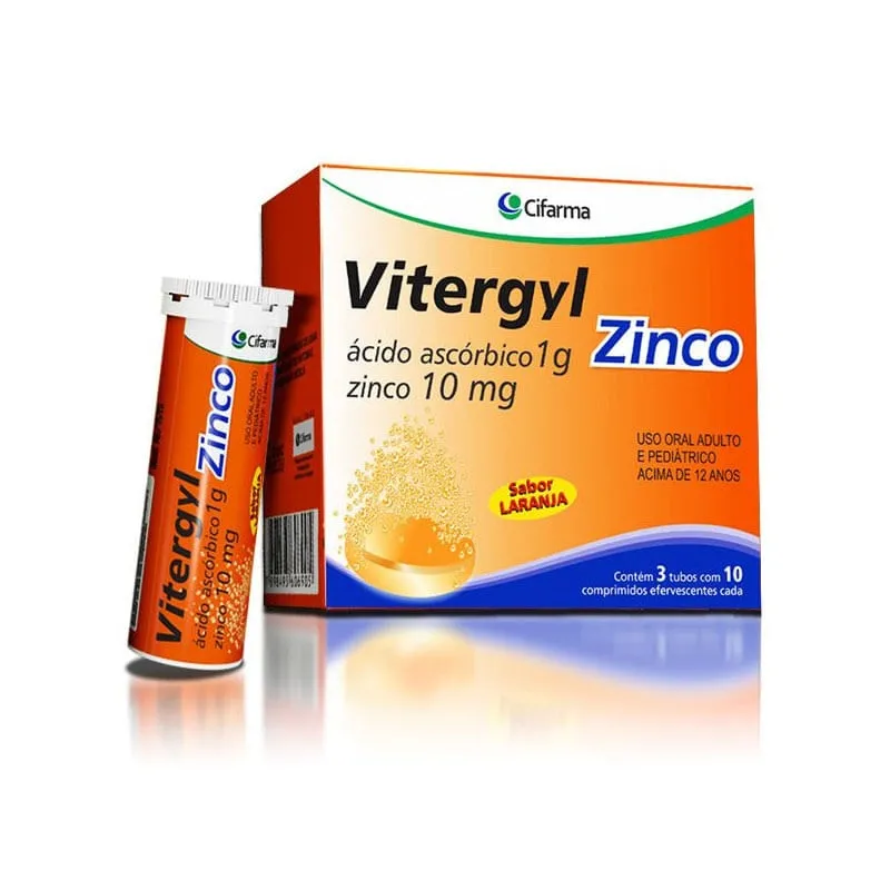 Vitergyl Zinco Efervescente 1g 30 Comprimidos