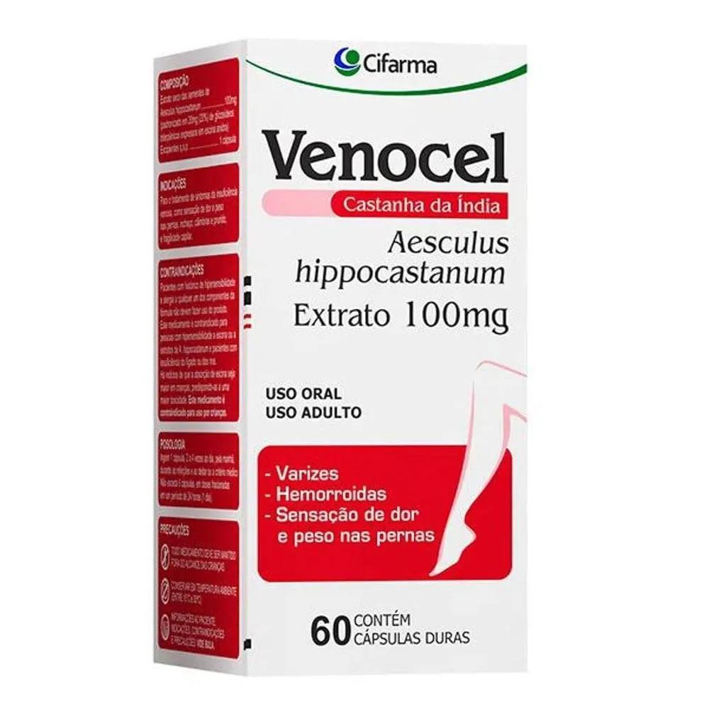 Venocel Castanha da Índia 100mg 60 Comprimidos