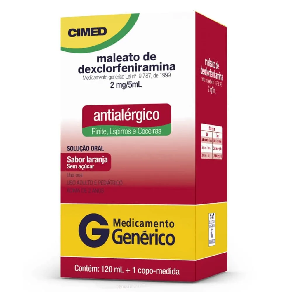 Dexclorfeniramina Solução Oral 0,4mg/ml 120ml Genérico Cimed
