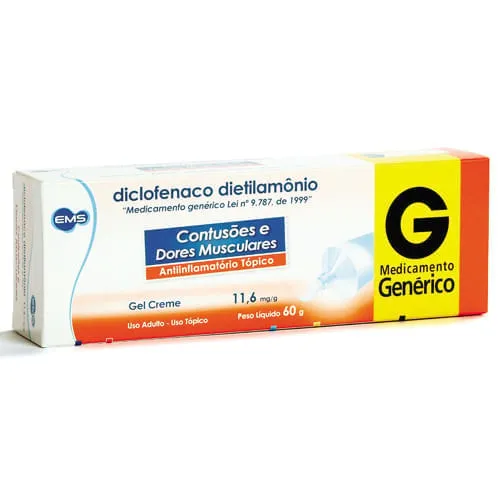 Diclofenaco Dietilamônio Gel Creme 10mg/g 60g Genérico EMS