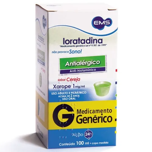 Loratadina Xarope Sabor Cereja 1mg/ml 100ml Genérico EMS