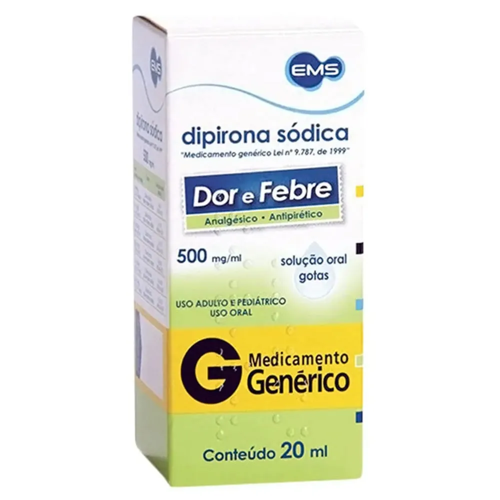 Dipirona Gotas 500mg/ml 20ml Genérico EMS