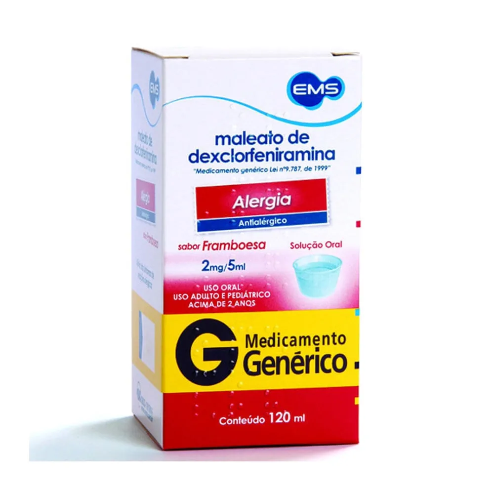 Dexclorfeniramina Líquido Framboesa 120ml Genérico EMS