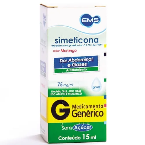 Simeticona Gotas Sabor Morango 75mg/ml 15ml Genérico EMS