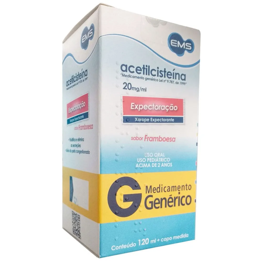 Acetilcisteína Xarope Expectorante Pediátrico Framboesa 20mg/ml 120ml Genérico EMS