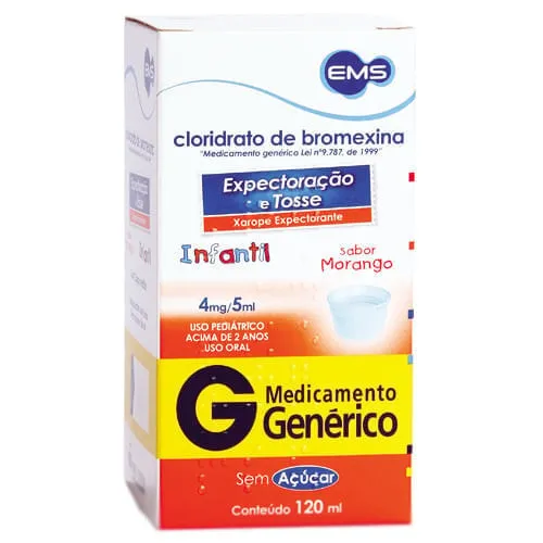 Bromexina Xarope Infantil Morango 4mg/5ml 120ml Genérico EMS