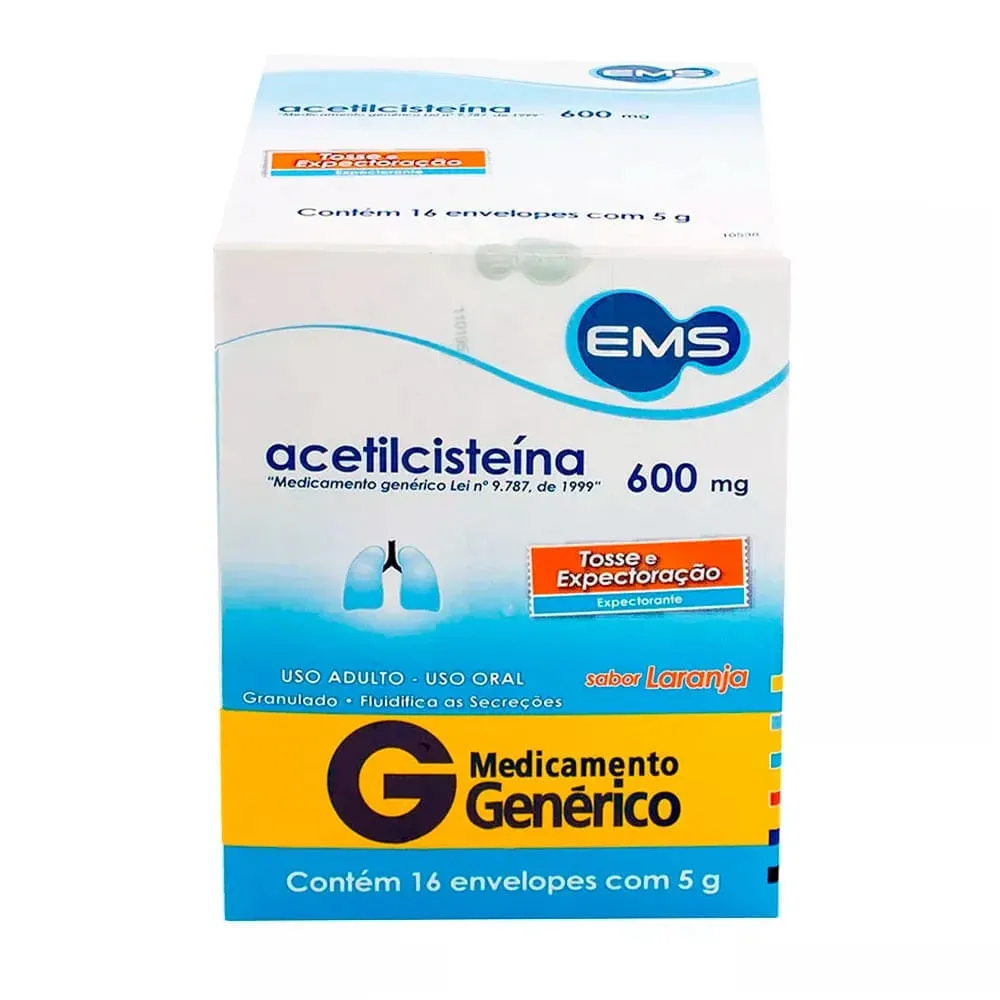Acetilcisteína Laranja 600mg/g 16 envelopes de 5g